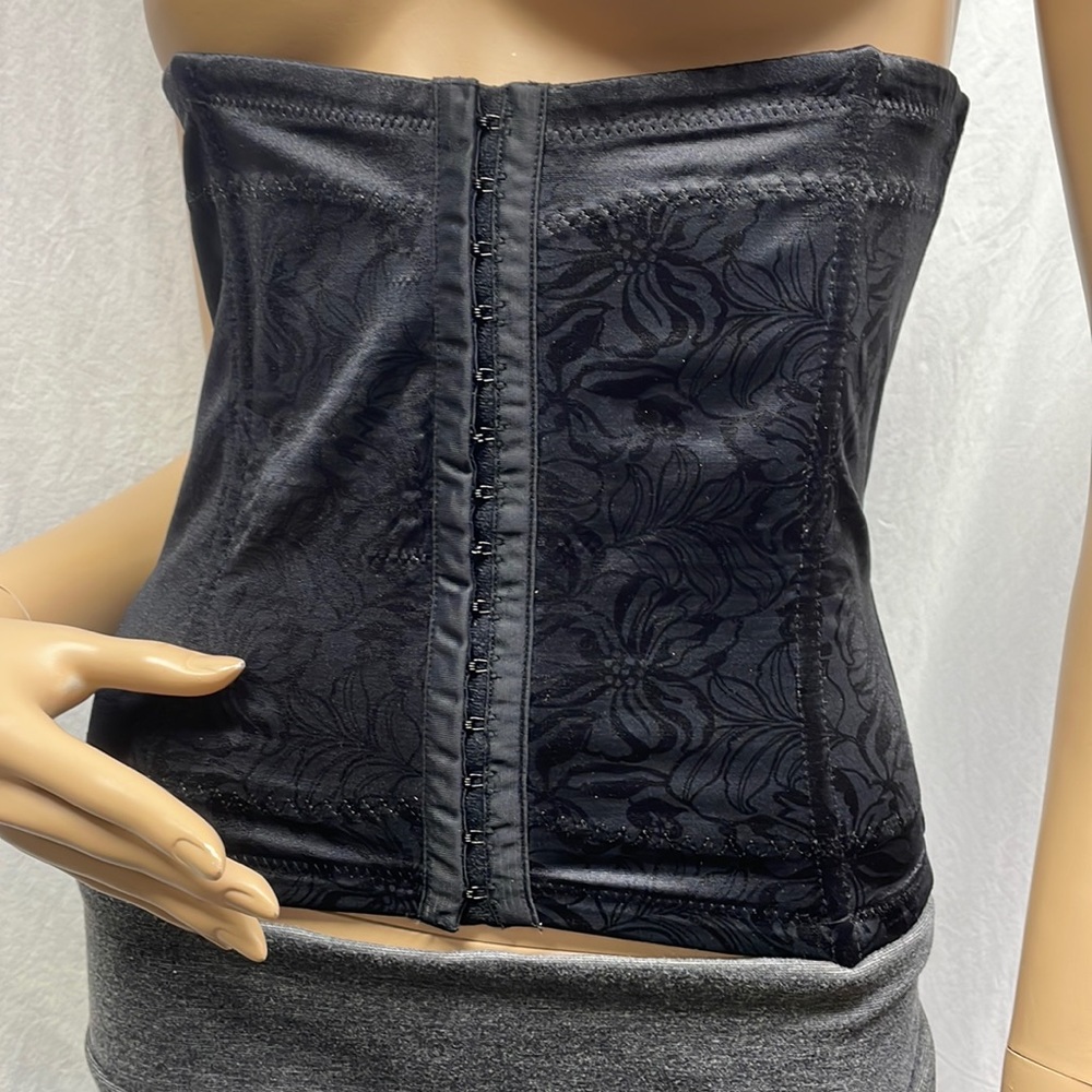 Flexees Women's Black Floral Boned Corset Shapewear
